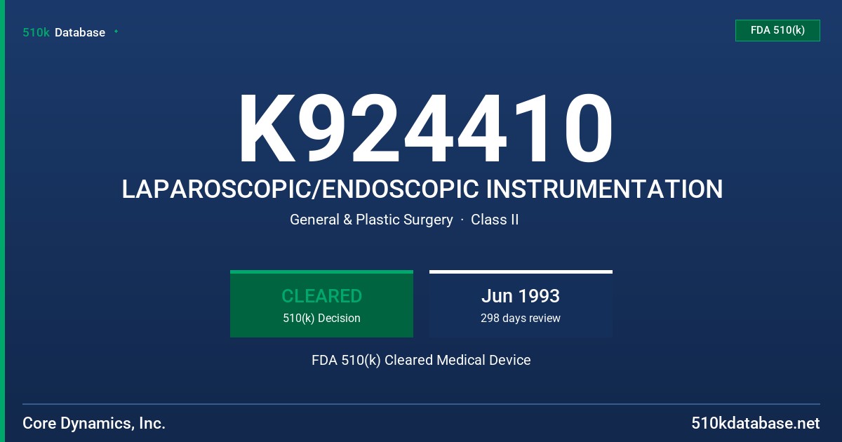 K924410 LAPAROSCOPIC/ENDOSCOPIC INSTRUMENTATION FDA 510(k) Cleared Medical Device