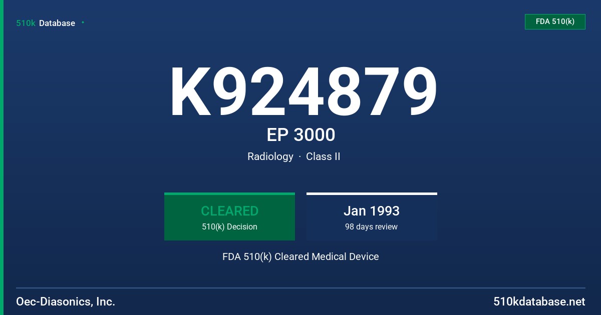 K924879 EP 3000 FDA 510(k) Cleared Medical Device