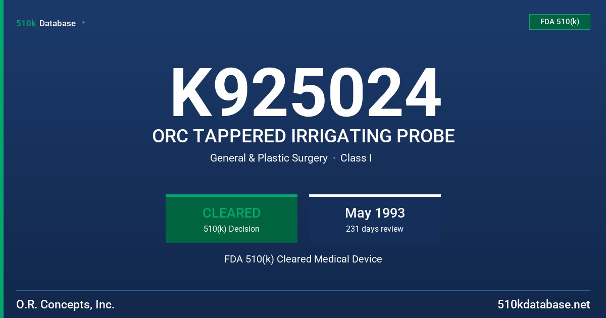 K925024 ORC TAPPERED IRRIGATING PROBE FDA 510(k) Cleared Medical Device