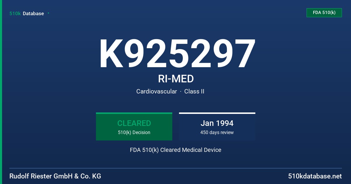 K925297 RI-MED FDA 510(k) Cleared Medical Device