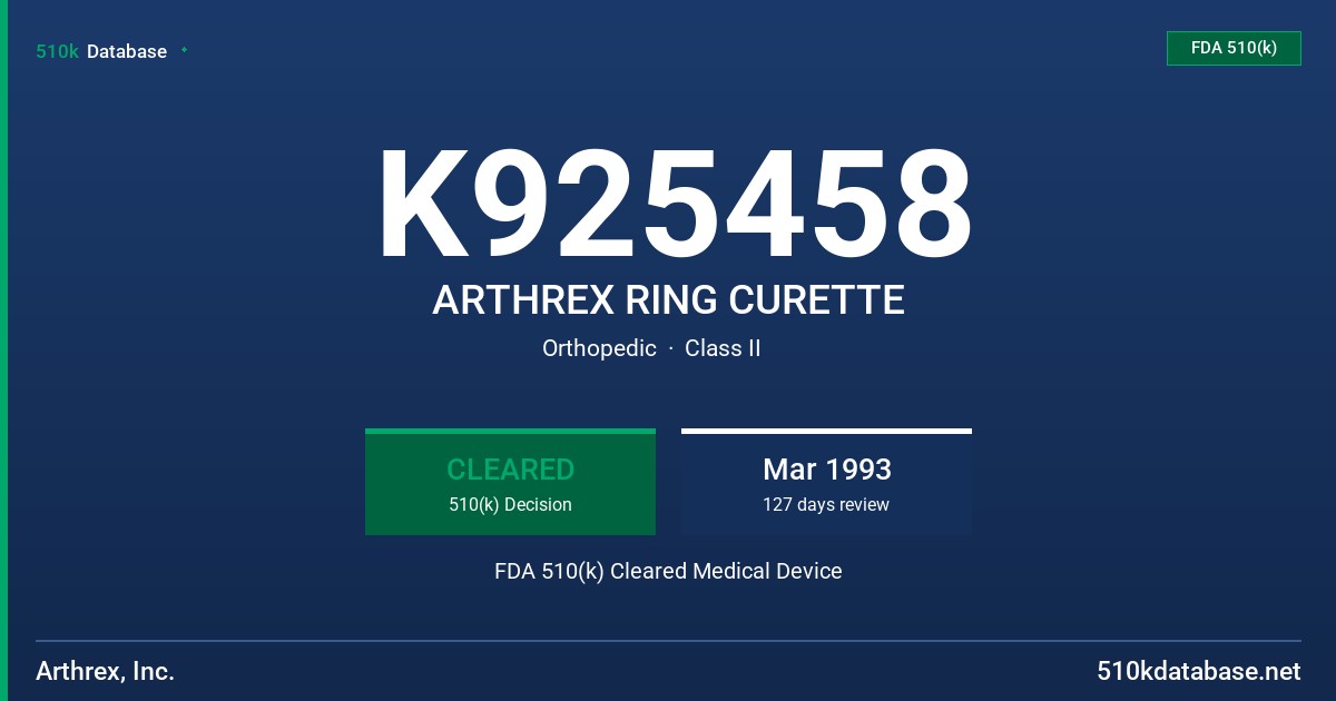 K925458 ARTHREX RING CURETTE FDA 510(k) Cleared Medical Device