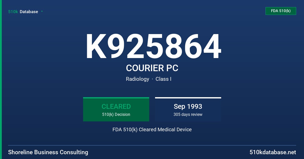 K925864 COURIER PC FDA 510(k) Cleared Medical Device