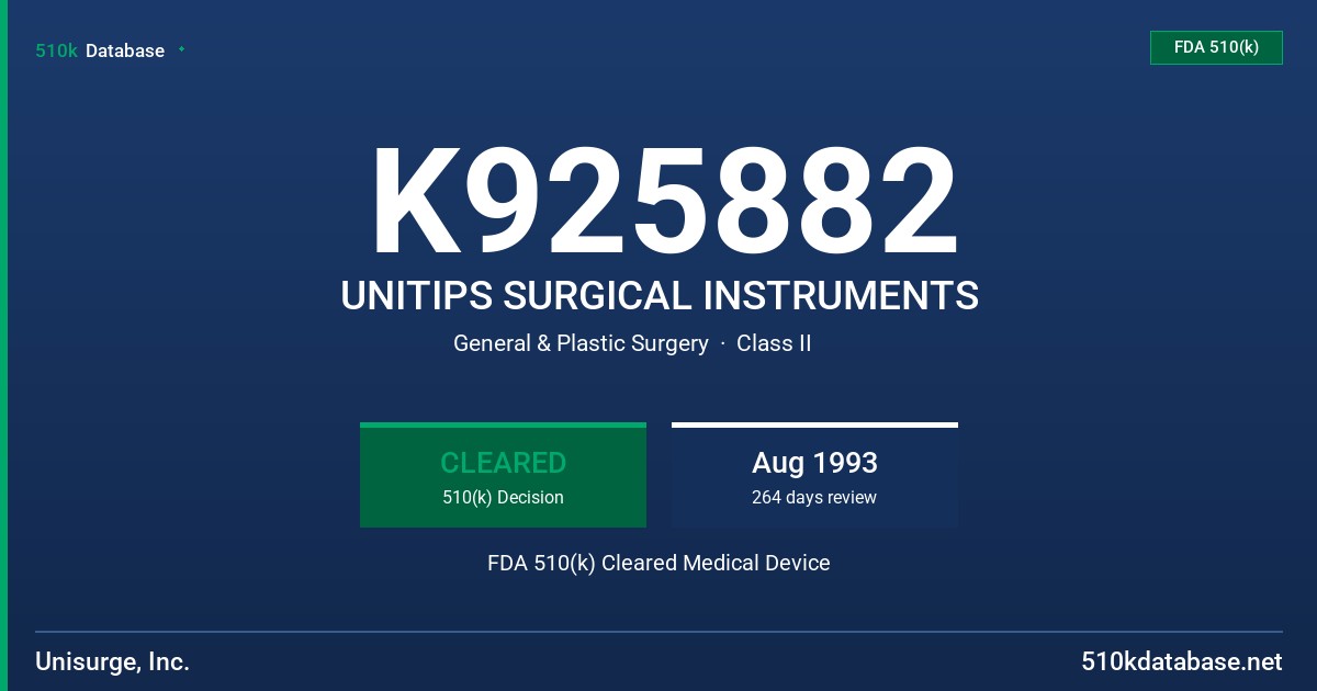 K925882 UNITIPS SURGICAL INSTRUMENTS FDA 510(k) Cleared Medical Device