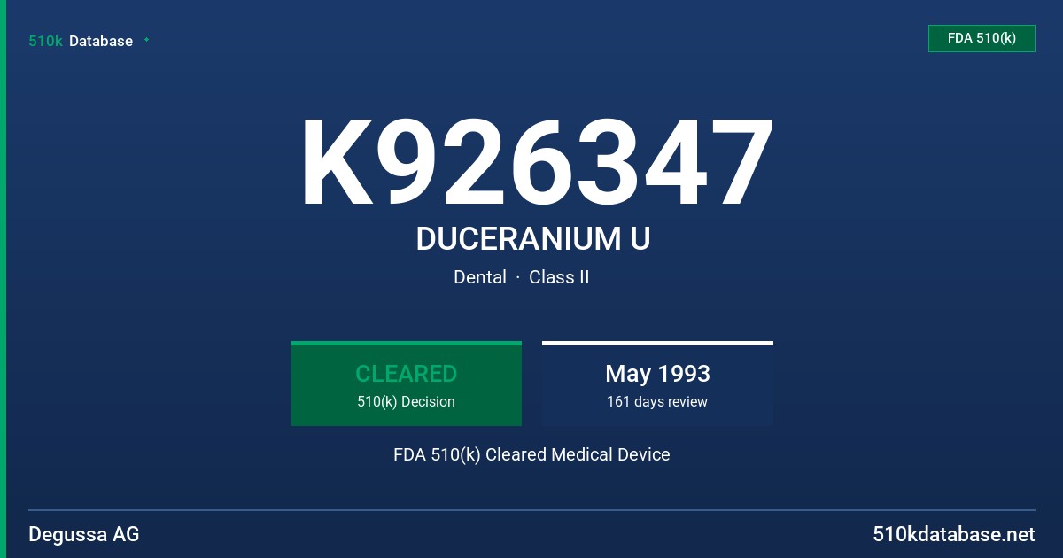 K926347 DUCERANIUM U FDA 510(k) Cleared Medical Device