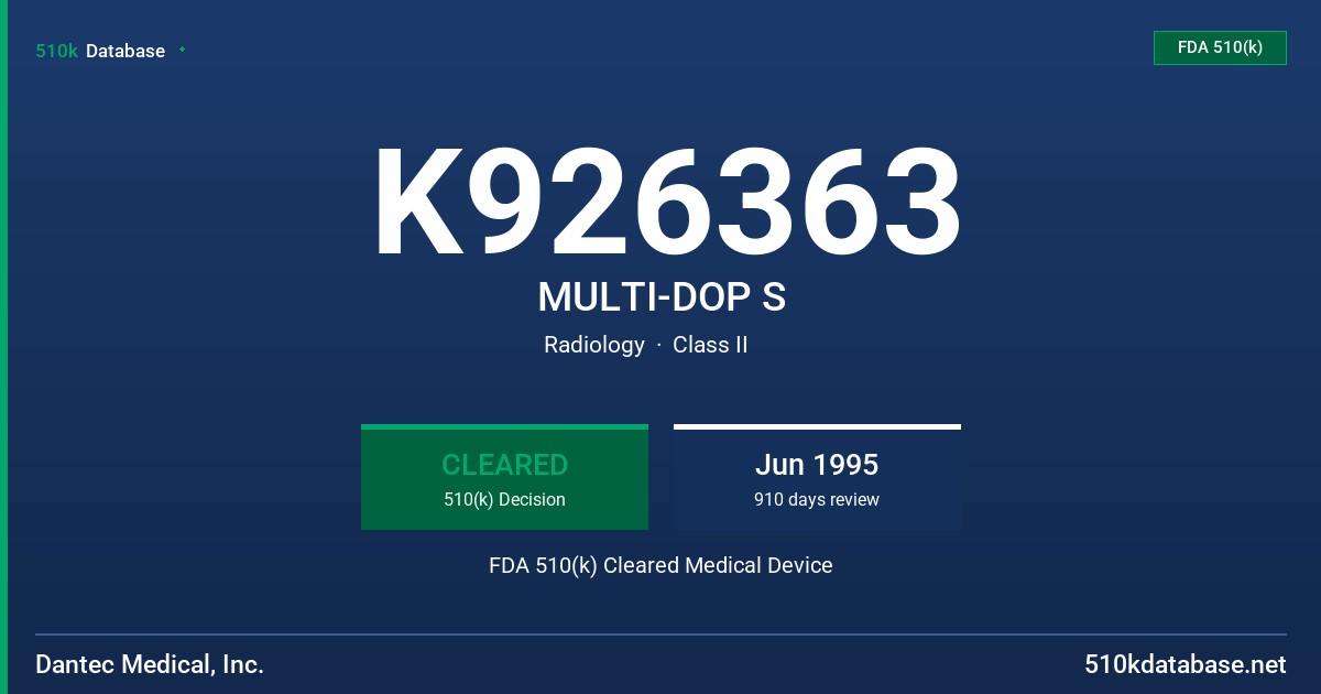 K926363 MULTI-DOP S FDA 510(k) Cleared Medical Device
