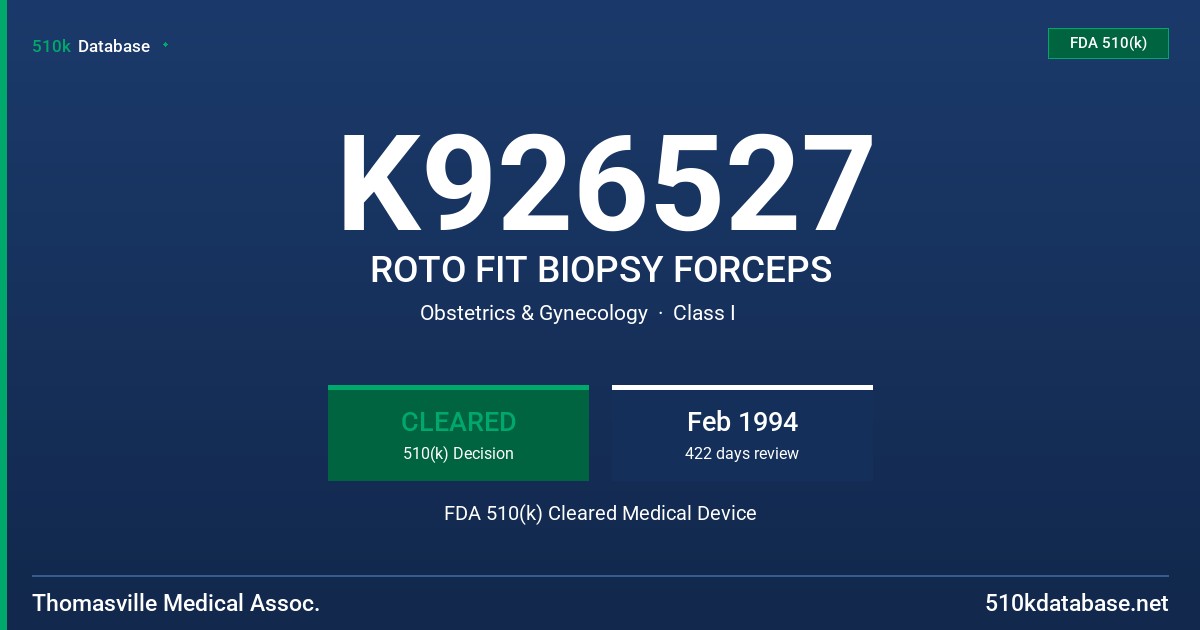 K926527 ROTO FIT BIOPSY FORCEPS FDA 510(k) Cleared Medical Device