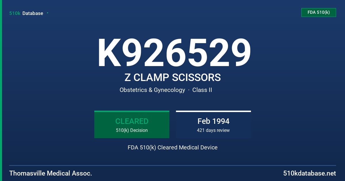K926529 Z CLAMP SCISSORS FDA 510(k) Cleared Medical Device