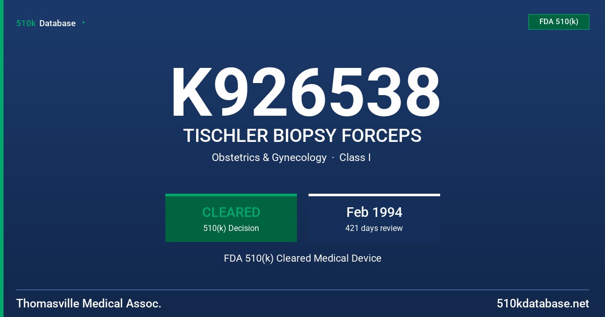 K926538 TISCHLER BIOPSY FORCEPS FDA 510(k) Cleared Medical Device
