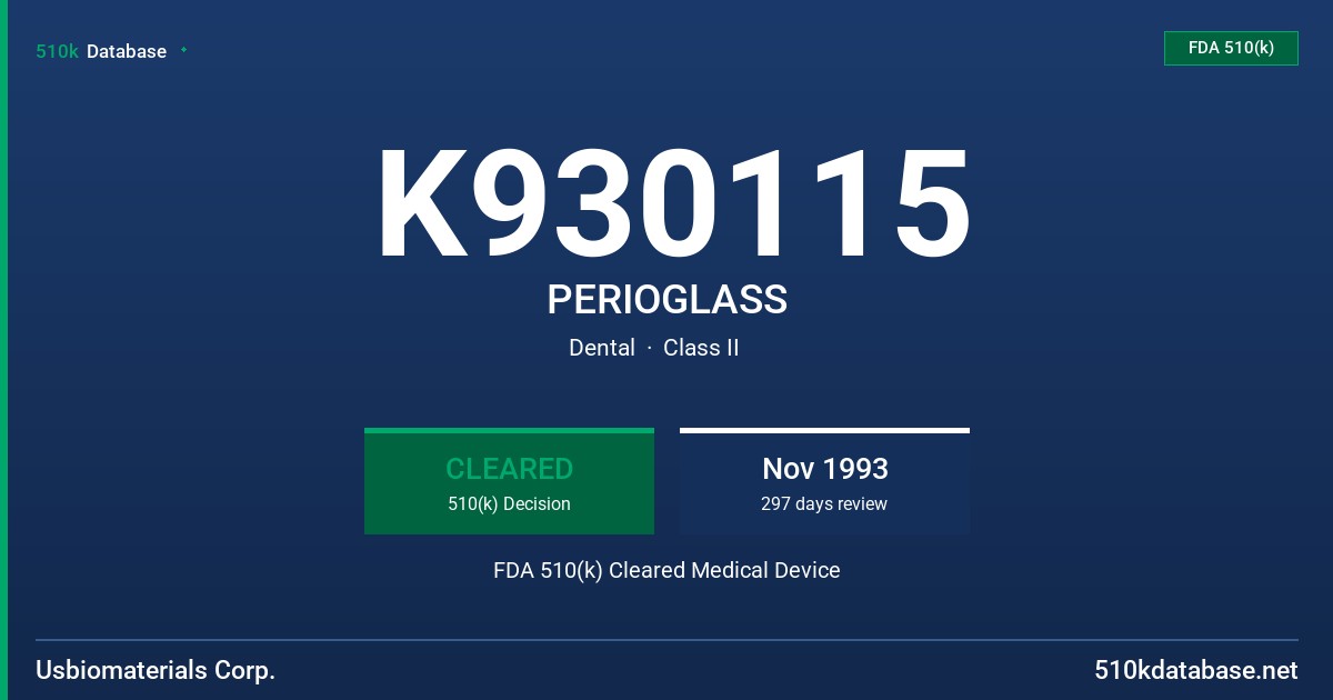 K930115 PERIOGLASS FDA 510(k) Cleared Medical Device