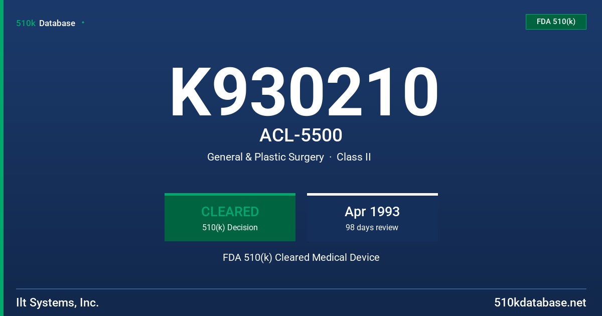 K930210 ACL-5500 FDA 510(k) Cleared Medical Device