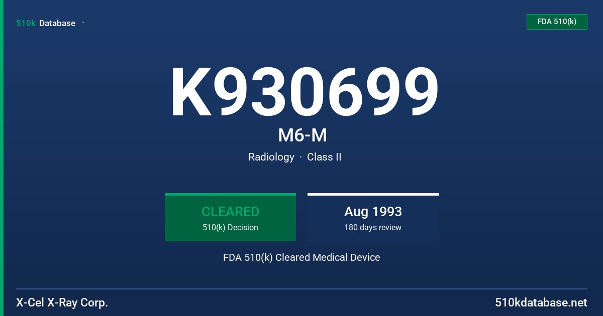 K930699 M6-M FDA 510(k) Cleared Medical Device