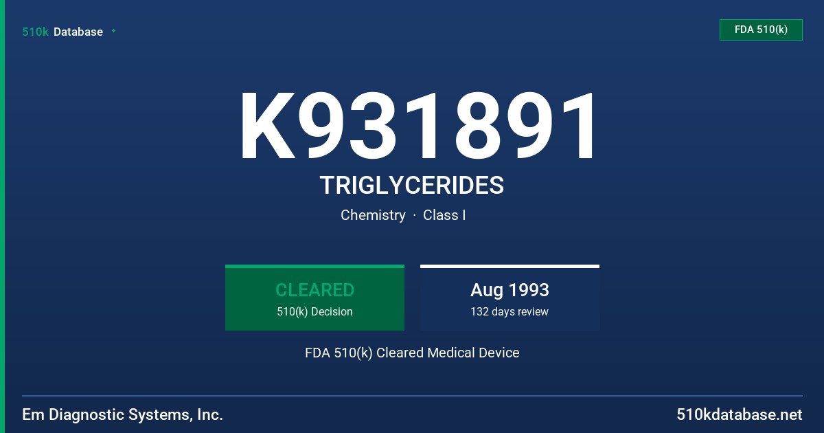 K931891 TRIGLYCERIDES FDA 510(k) Cleared Medical Device