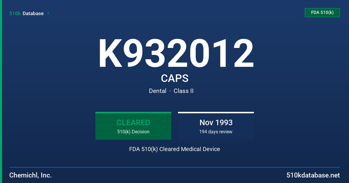 K932012 CAPS FDA 510(k) Cleared Medical Device