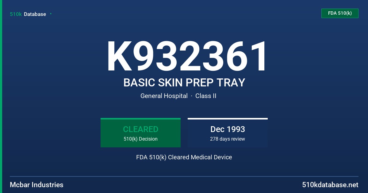K932361 BASIC SKIN PREP TRAY FDA 510(k) Cleared Medical Device