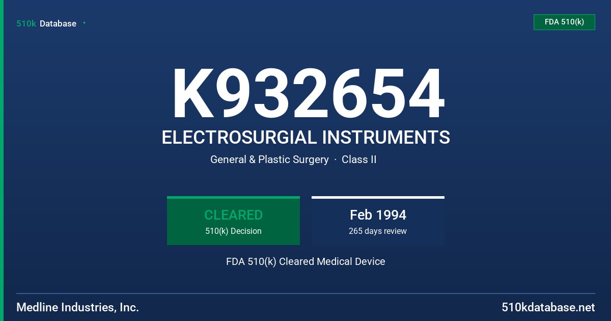 K932654 ELECTROSURGIAL INSTRUMENTS FDA 510(k) Cleared Medical Device