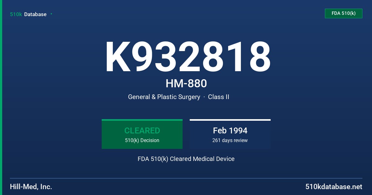 K932818 HM-880 FDA 510(k) Cleared Medical Device