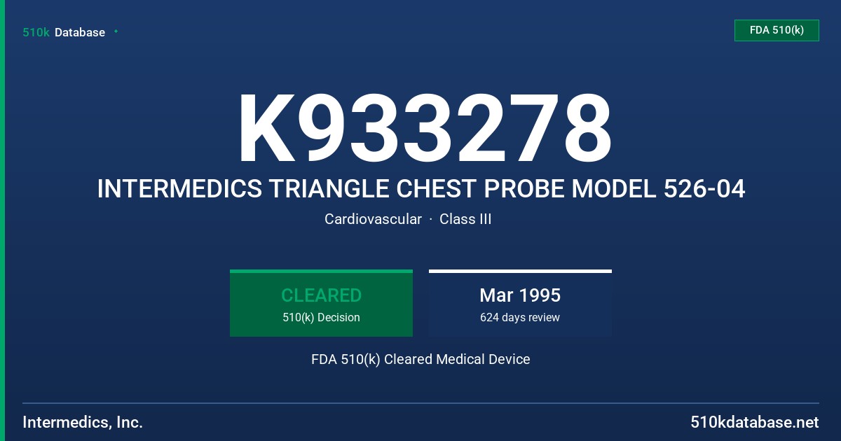 K933278 INTERMEDICS TRIANGLE CHEST PROBE MODEL 526-04 FDA 510(k) Cleared Medical Device