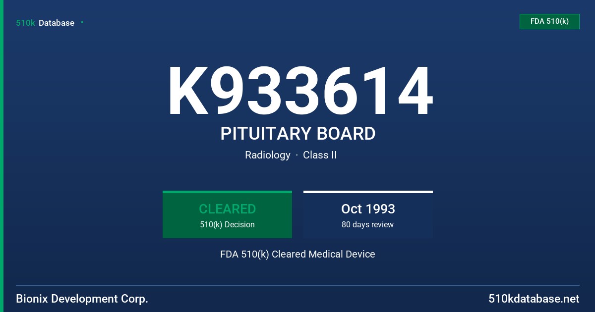 K933614 PITUITARY BOARD FDA 510(k) Cleared Medical Device