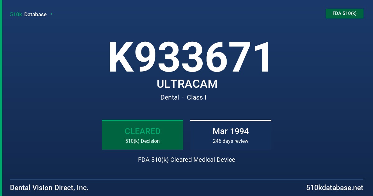 K933671 ULTRACAM FDA 510(k) Cleared Medical Device