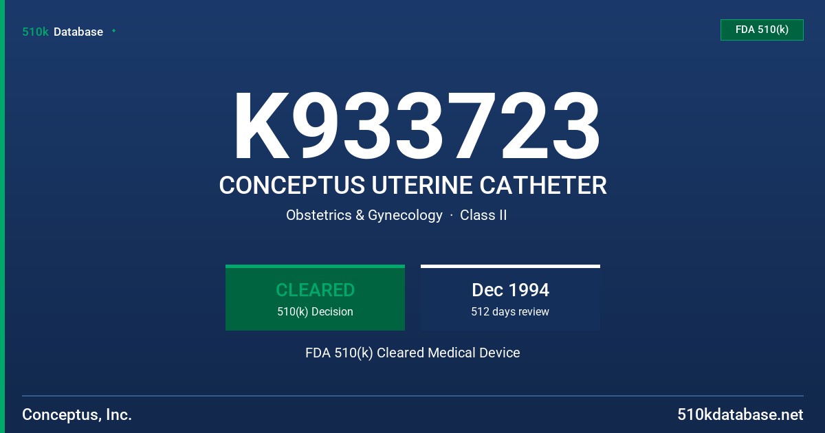 K933723 CONCEPTUS UTERINE CATHETER FDA 510(k) Cleared Medical Device