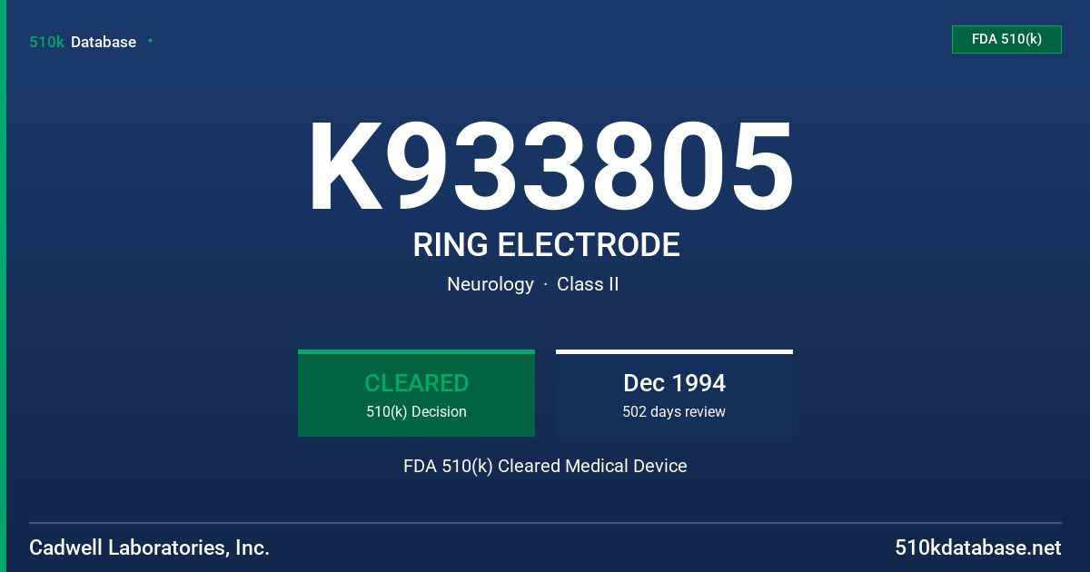 K933805 RING ELECTRODE FDA 510(k) Cleared Medical Device