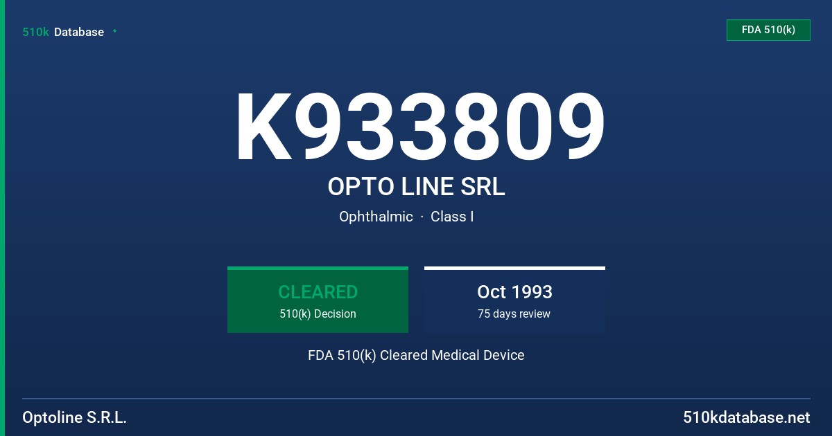 K933809 OPTO LINE SRL FDA 510(k) Cleared Medical Device