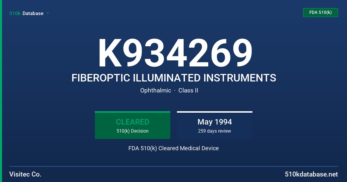K934269 FIBEROPTIC ILLUMINATED INSTRUMENTS FDA 510(k) Cleared Medical Device