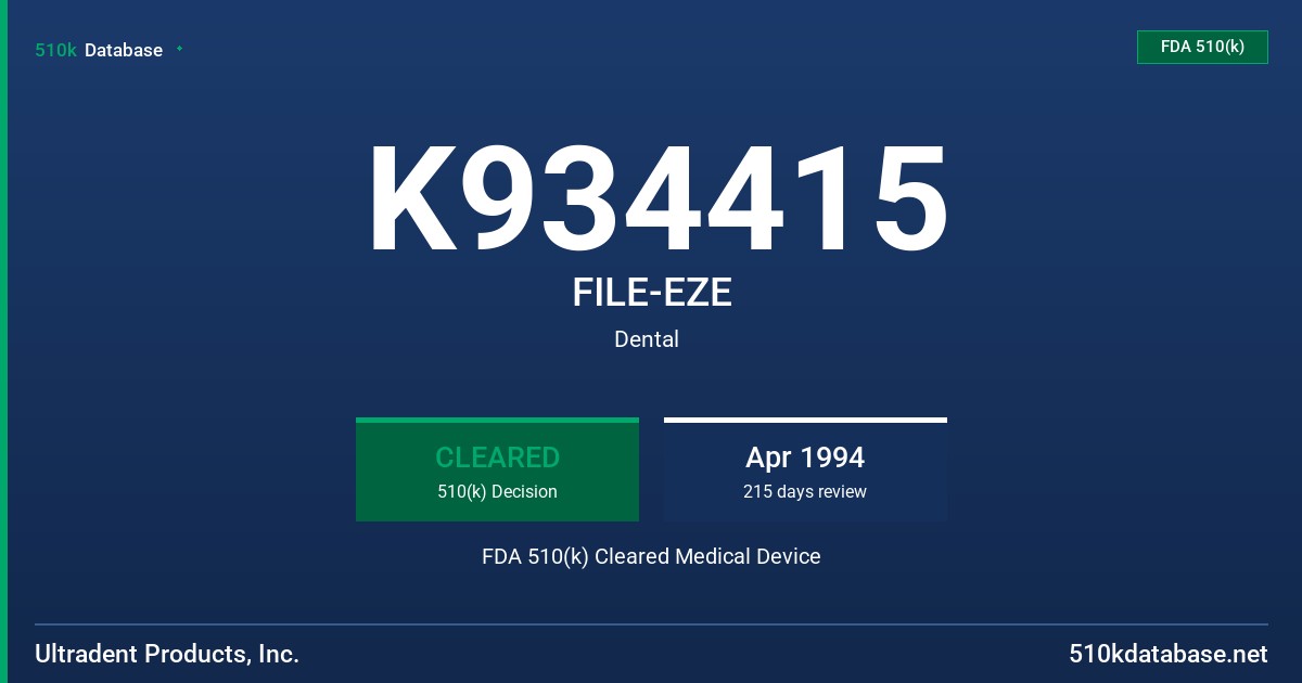 K934415 FILE-EZE FDA 510(k) Cleared Medical Device