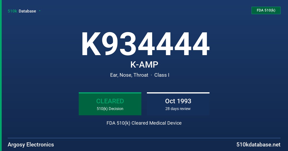 K934444 K-AMP FDA 510(k) Cleared Medical Device