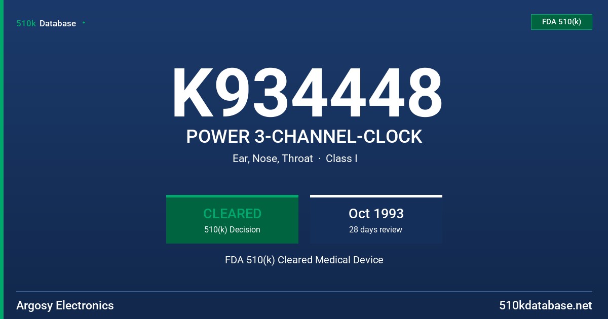 K934448 POWER 3-CHANNEL-CLOCK FDA 510(k) Cleared Medical Device