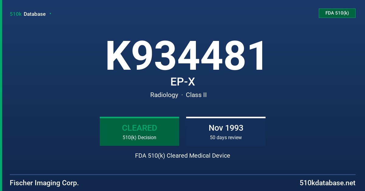 K934481 EP-X FDA 510(k) Cleared Medical Device