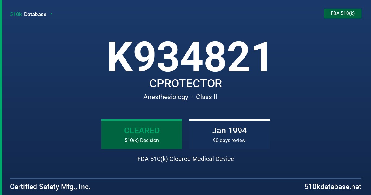 K934821 CPROTECTOR FDA 510(k) Cleared Medical Device