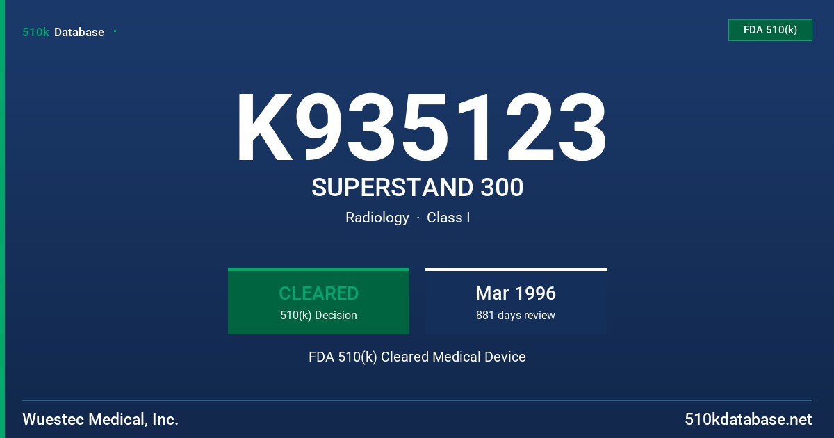 K935123 SUPERSTAND 300 FDA 510(k) Cleared Medical Device