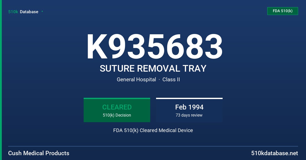 K935683 SUTURE REMOVAL TRAY FDA 510(k) Cleared Medical Device