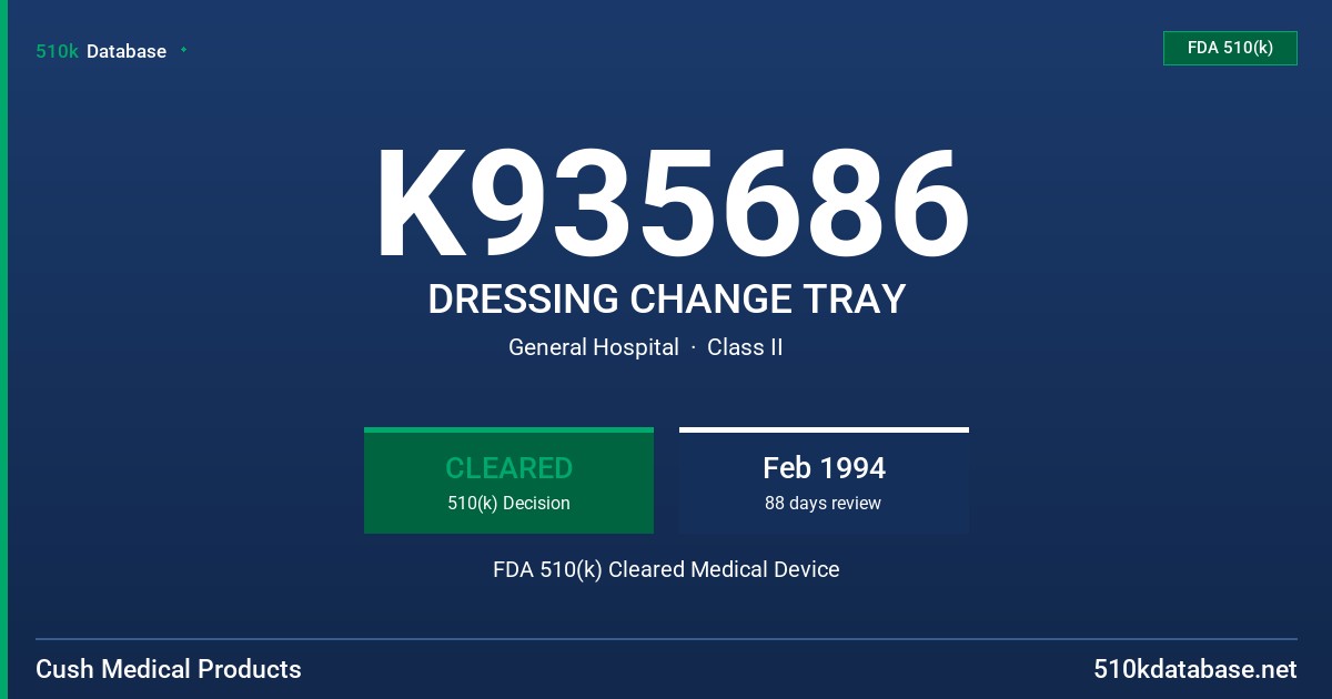 K935686 DRESSING CHANGE TRAY FDA 510(k) Cleared Medical Device