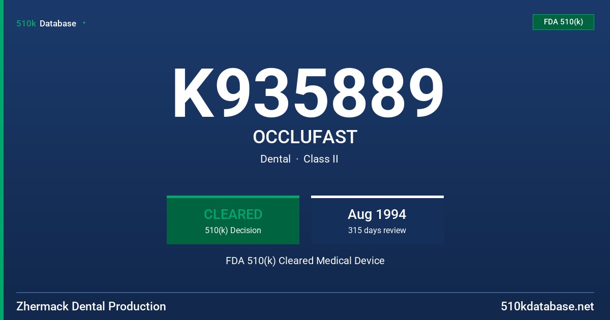 K935889 OCCLUFAST FDA 510(k) Cleared Medical Device
