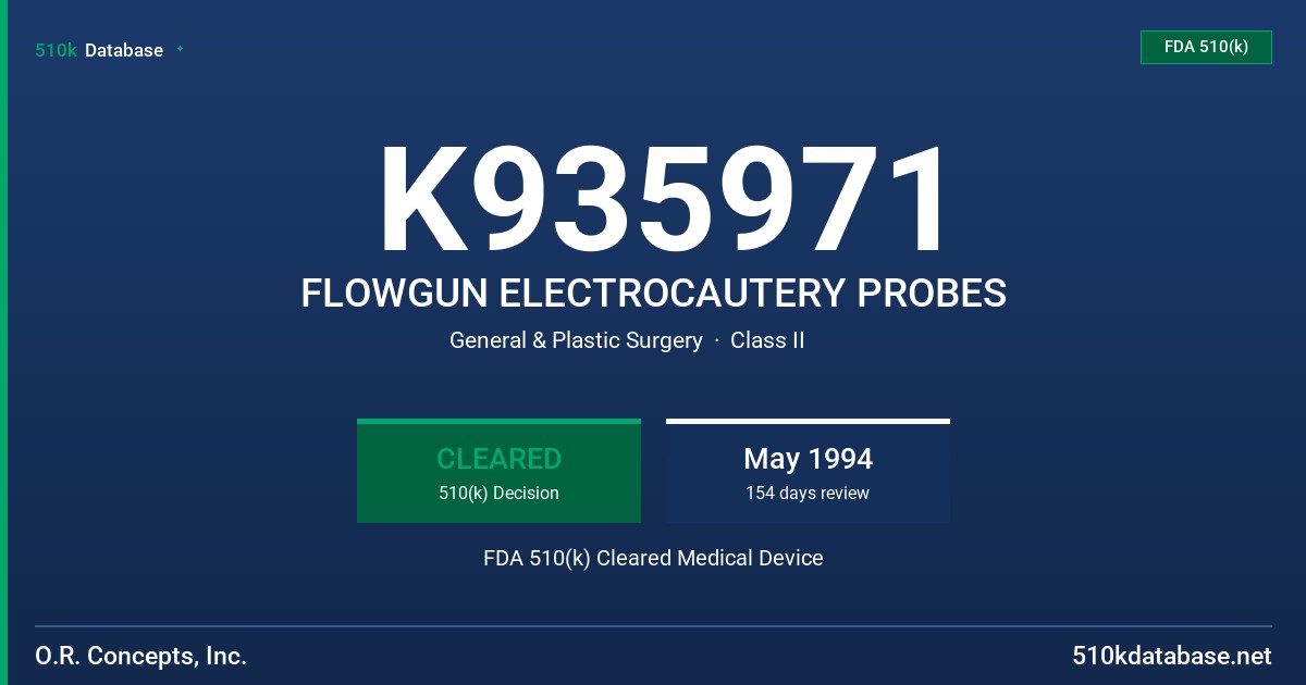 K935971 FLOWGUN ELECTROCAUTERY PROBES FDA 510(k) Cleared Medical Device
