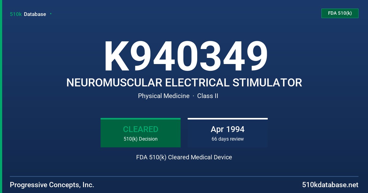 K940349 NEUROMUSCULAR ELECTRICAL STIMULATOR FDA 510(k) Cleared Medical Device