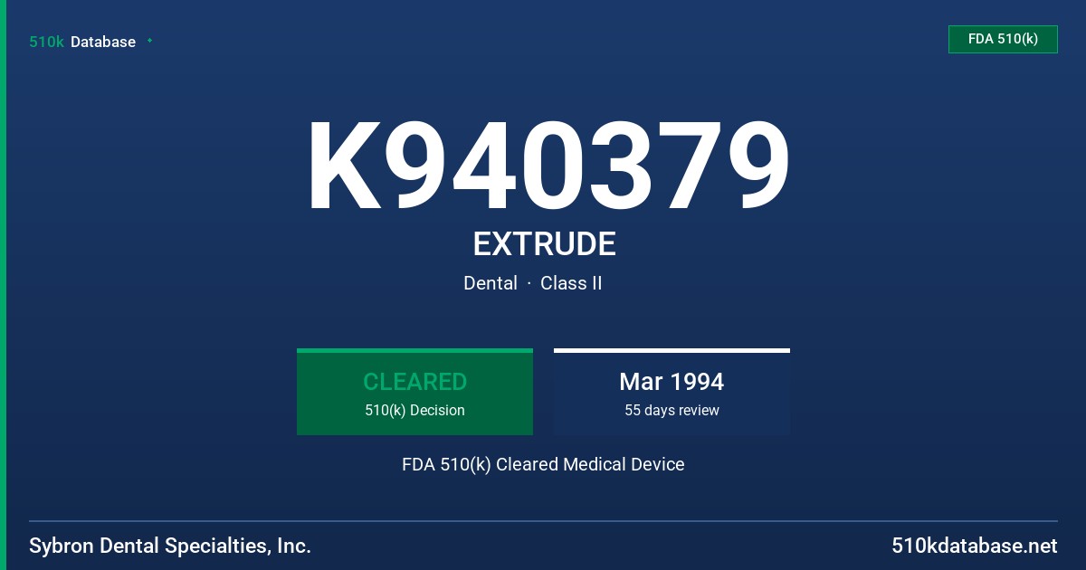 K940379 EXTRUDE FDA 510(k) Cleared Medical Device