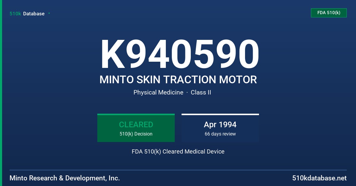 K940590 MINTO SKIN TRACTION MOTOR FDA 510(k) Cleared Medical Device
