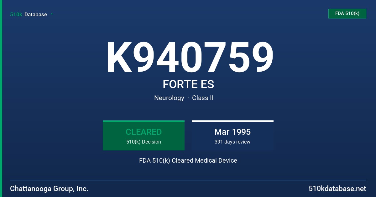 K940759 FORTE ES FDA 510(k) Cleared Medical Device