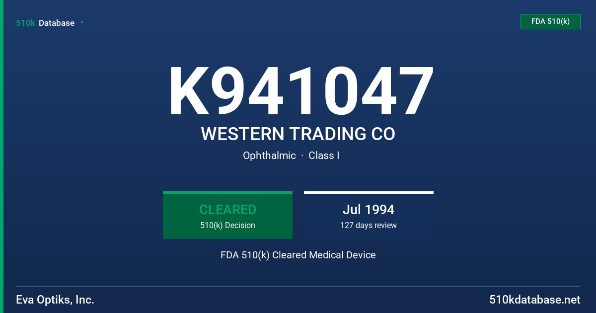 K941047 WESTERN TRADING CO FDA 510(k) Cleared Medical Device