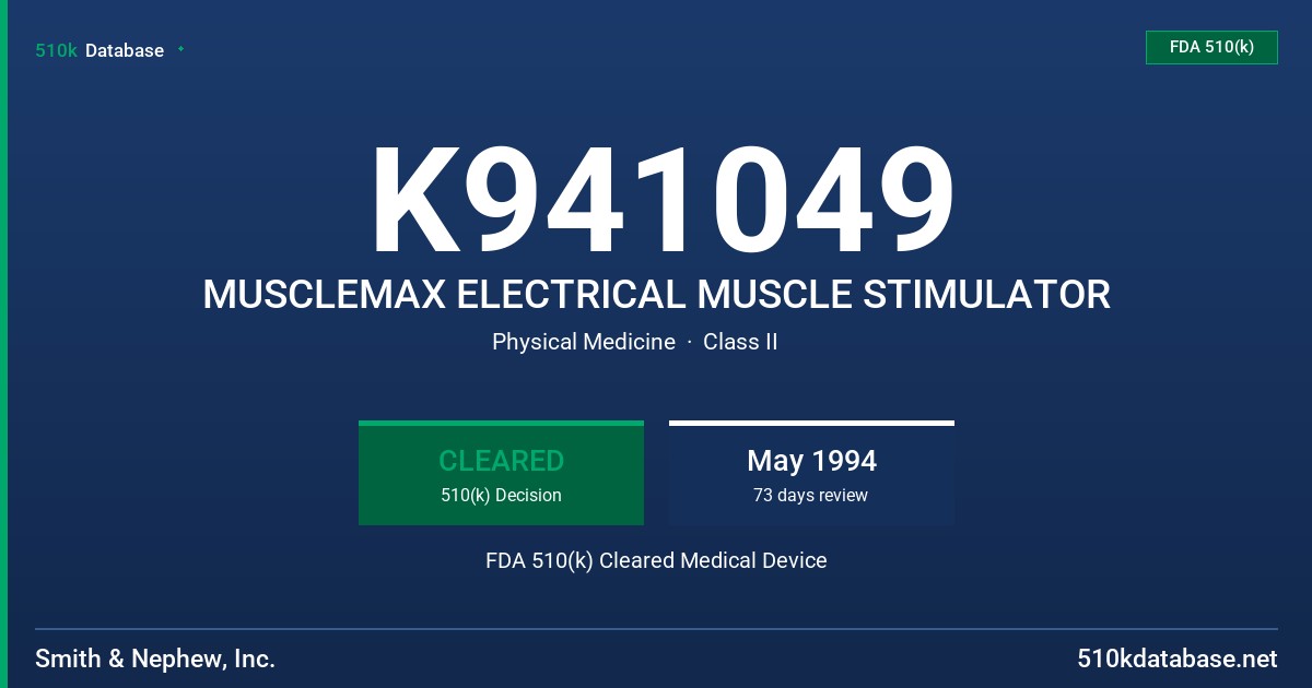 K941049 MUSCLEMAX ELECTRICAL MUSCLE STIMULATOR FDA 510(k) Cleared Medical Device