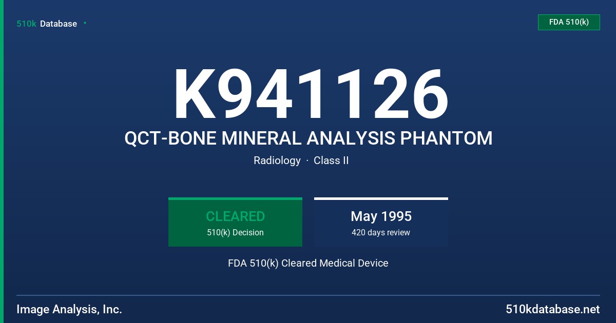 K941126 QCT-BONE MINERAL ANALYSIS PHANTOM FDA 510(k) Cleared Medical Device