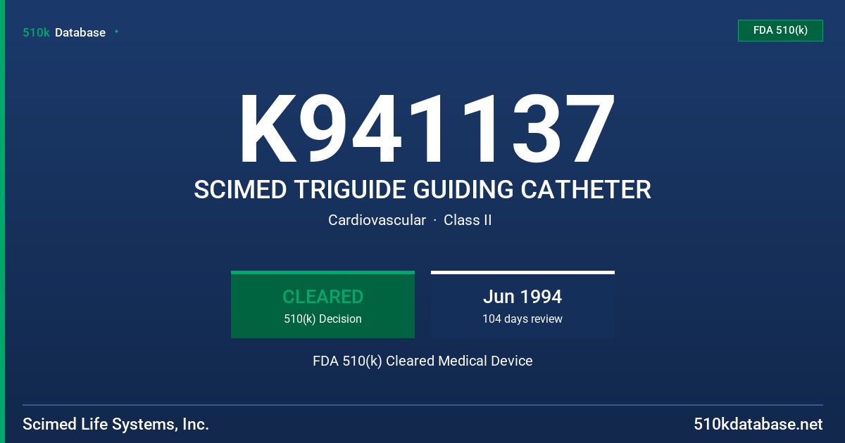 K941137 SCIMED TRIGUIDE GUIDING CATHETER FDA 510(k) Cleared Medical Device