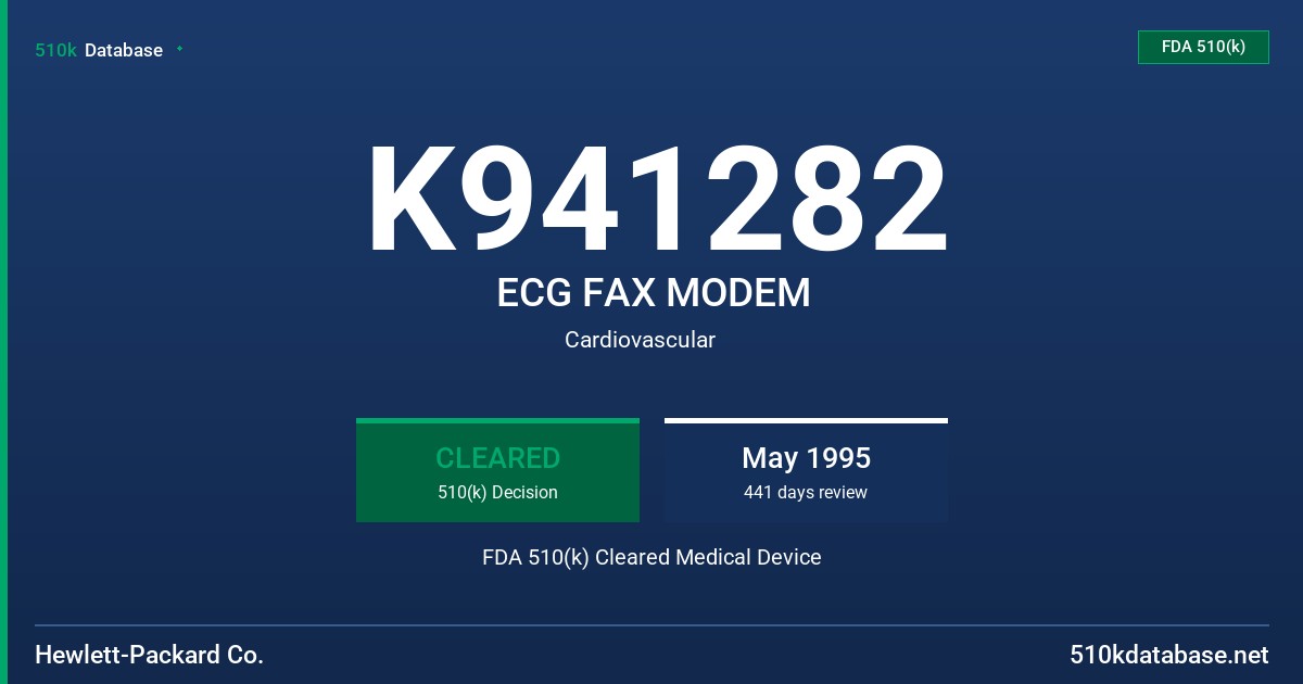 K941282 ECG FAX MODEM FDA 510(k) Cleared Medical Device