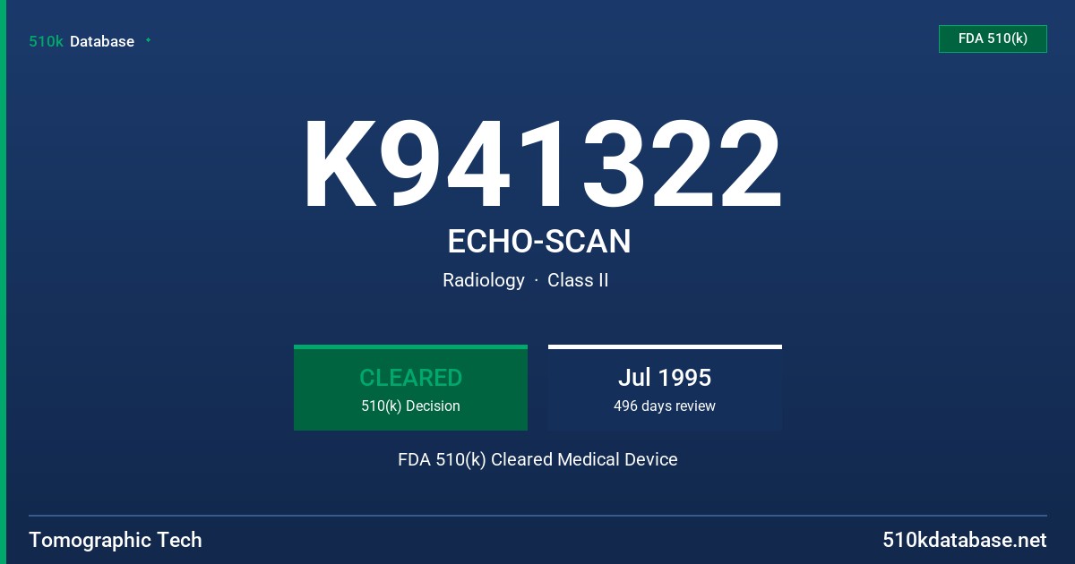 K941322 ECHO-SCAN FDA 510(k) Cleared Medical Device
