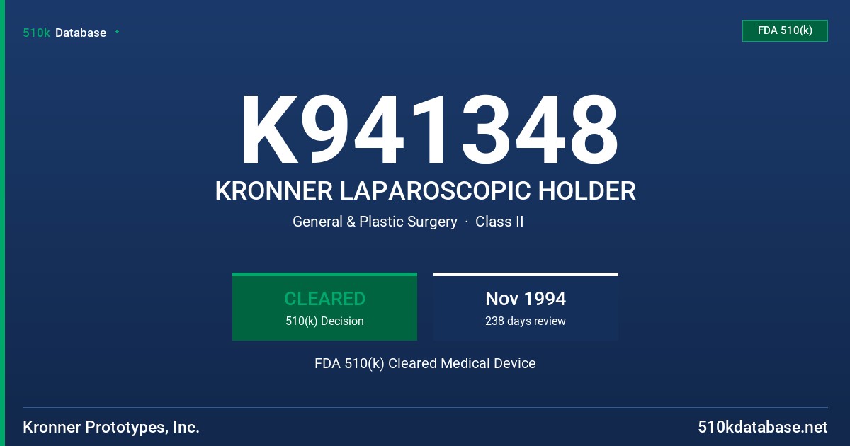 K941348 KRONNER LAPAROSCOPIC HOLDER FDA 510(k) Cleared Medical Device