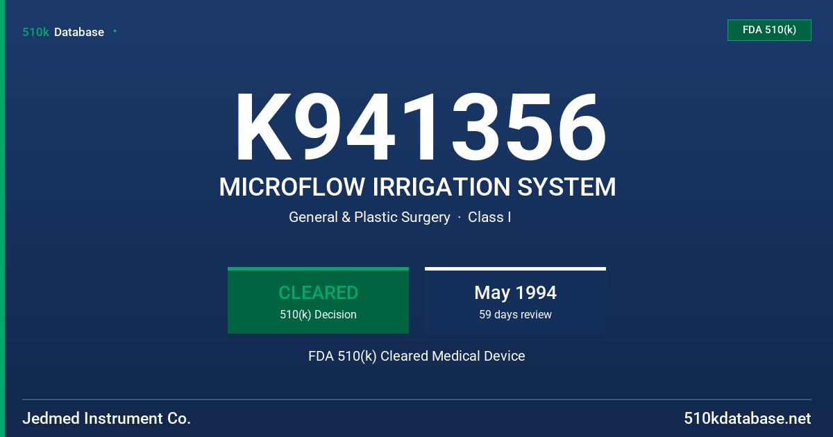 K941356 MICROFLOW IRRIGATION SYSTEM FDA 510(k) Cleared Medical Device