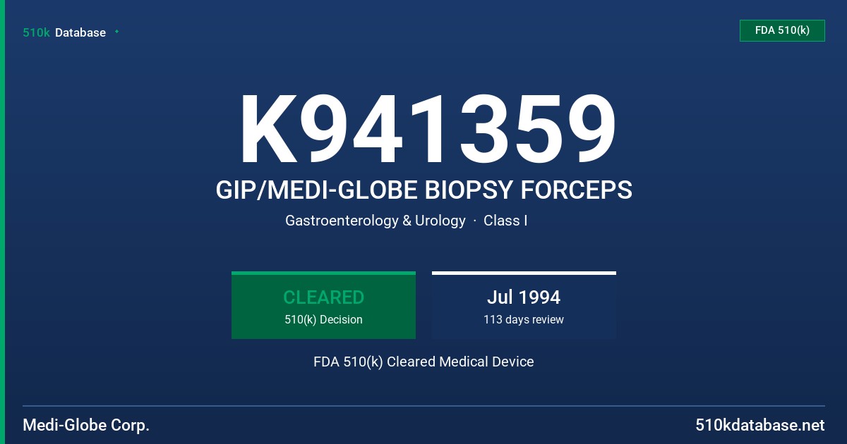 K941359 GIP/MEDI-GLOBE BIOPSY FORCEPS FDA 510(k) Cleared Medical Device